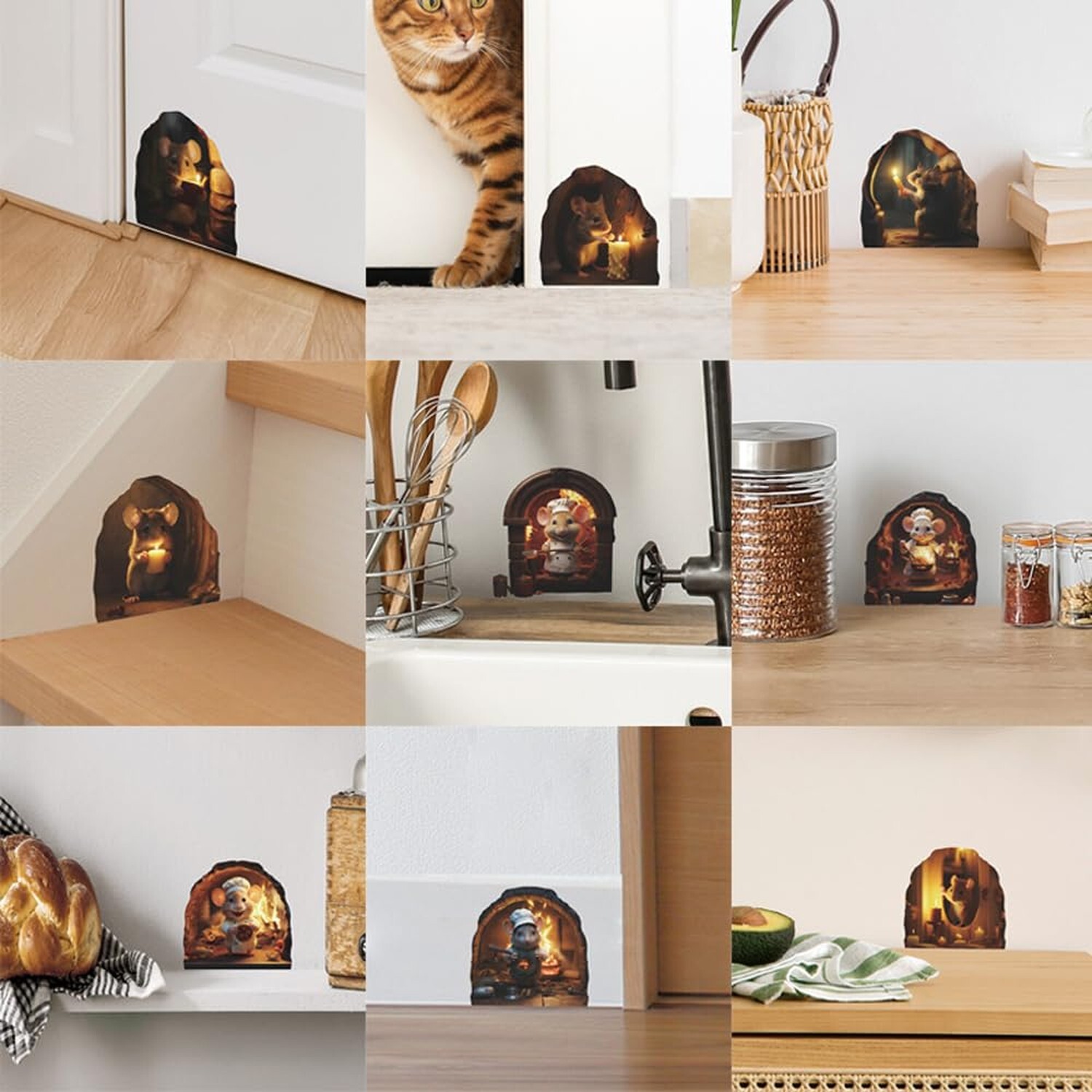 Cartoon Cute Little Mouse Hole Wall Stickers Children's Bedroom Living Room D…