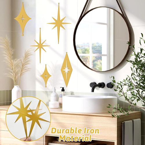 5 PCS Cast Iron Stars Wall Decor Starburst Metal Walls Art Bronze Star