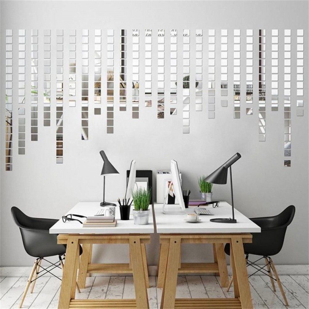 Mirror Stickers Gold Rose Gold Self-adhesive Silver Small Square Tiles