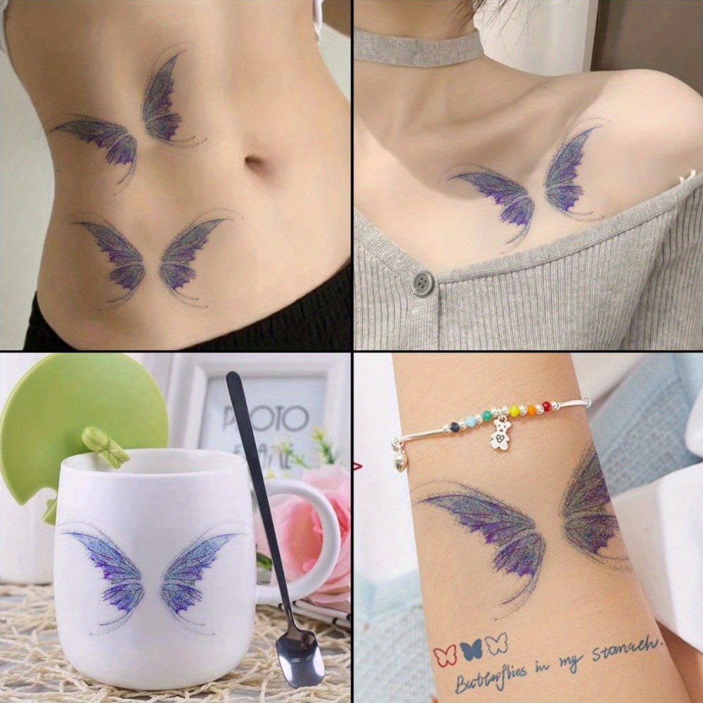 One Butterfly Face Sticker Featuring a Bright Purple And Blue Floral Pattern,1pc