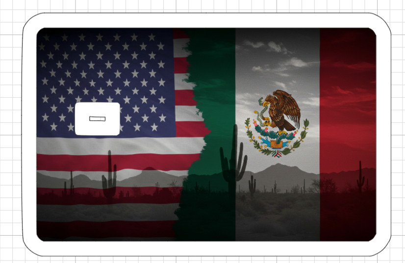 USA Mexico Flag ATM Debit Credit Card Sticker Skin Desert Cactus America Mexican