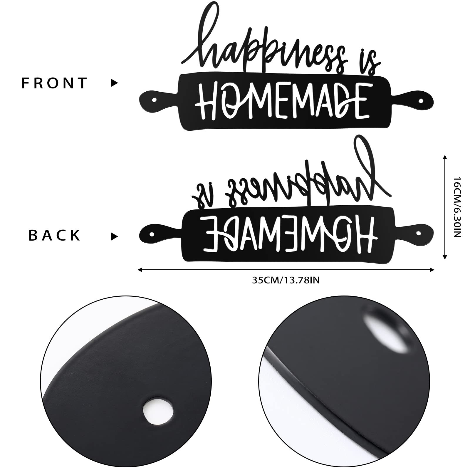 Funrous Kitchen Wall Art Decor Happiness Is Homemade Metal Sign Black Rustic …