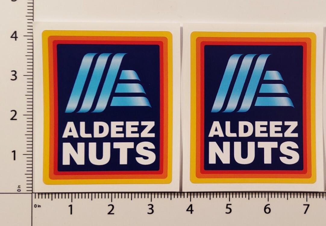 Aldeez Nuts 4" Novelty Sticker 3 Pack / Aldi's Stickers (3x) ALDI Weatherproof