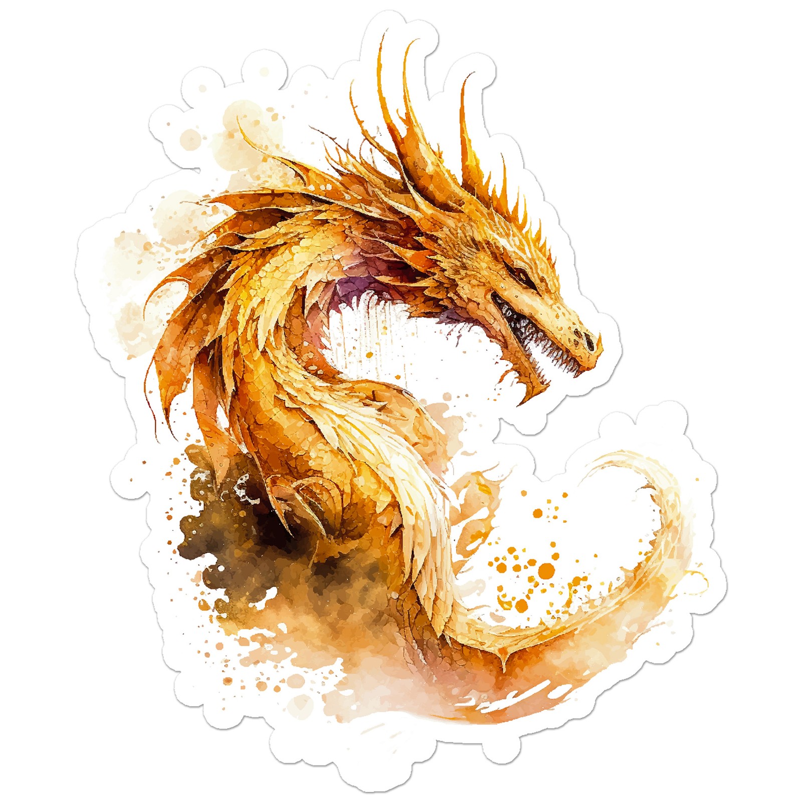 Watercolor Golden Dragon – Vinyl Decal Sticker – Car Window Laptop – ebn9084
