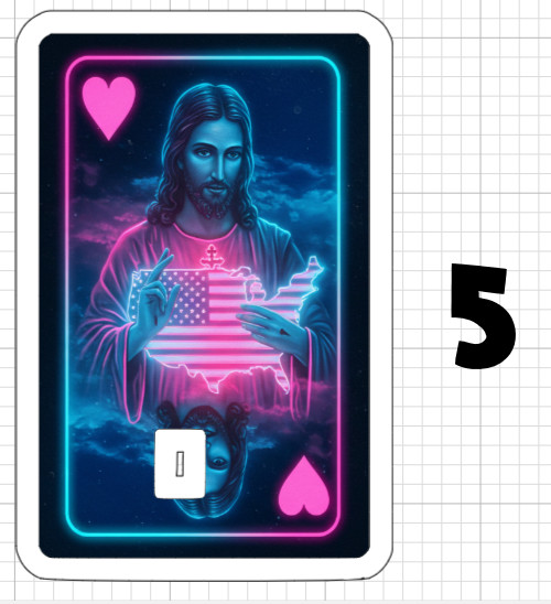 Jesus Neon Playing Card ATM Debit Credit Sticker Skin Christ God Christian USA