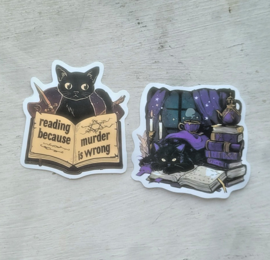 Haunted Active Spirit Witch Owned Spell Book Cat Sticker Lot Of 2 Pc Pcs