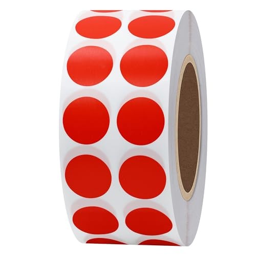 2000pcs Color Coding Dot Labels 1/2 inch 13mm Round Coding Dot Stickers Red