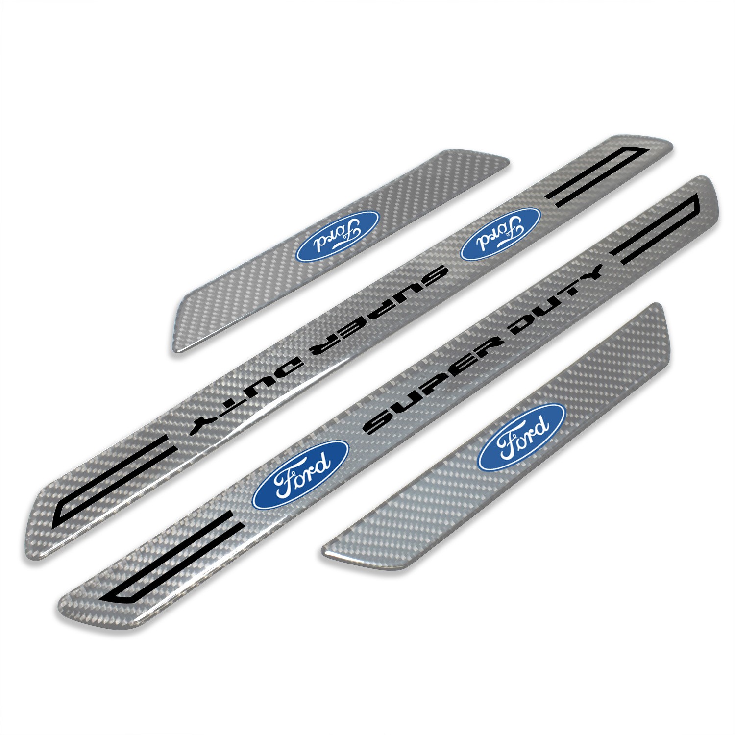 Ford Super-Duty Silver Carbon Fiber Universal Door Sill Protector Kick Plates