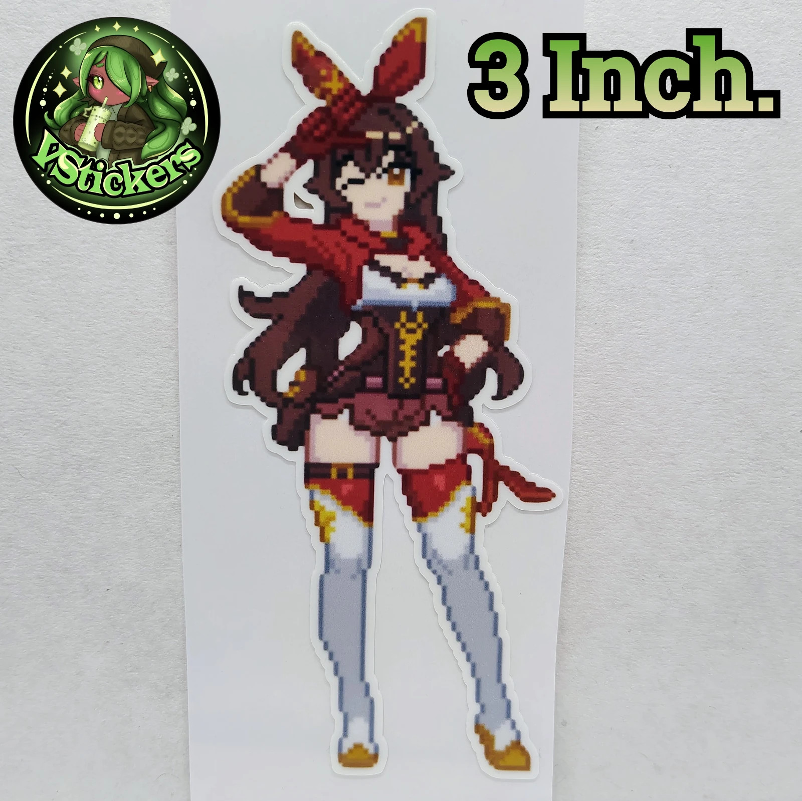 [Genshin Impact][3 Inch.] Pixel Amber Fan Art Water-Resistant Vinyl Sticker!