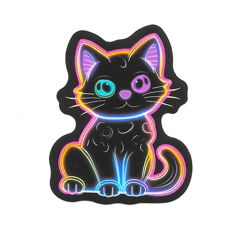 Neon Cat Vinyl Sticker Kitten Pet Animal Kitty Retro Glow Decal Laptop Gamer Art