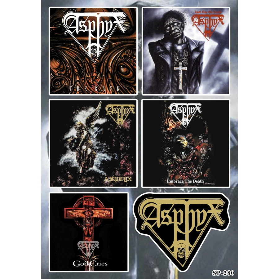 Asphyx Stickers Last One on Earth The Rack Embrace the Death God Cries Albums