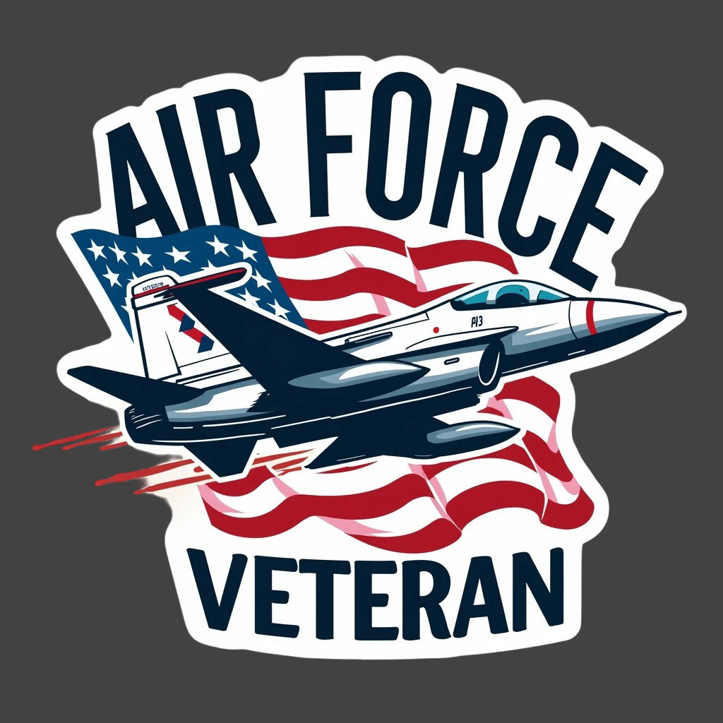 Air Force Veteran Fighter Jet Flag Sticker Vinyl Decal Patriotic Military