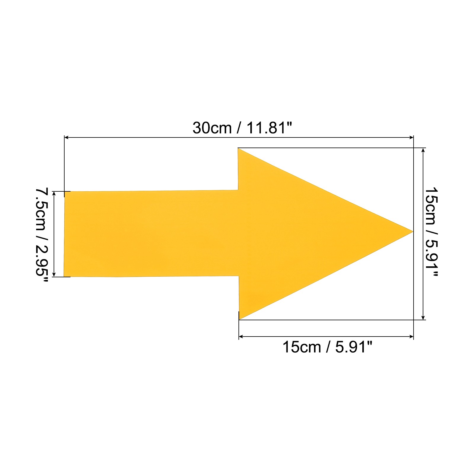 Directional Arrow Sticker, 24pcs 12" PVC for Wall Floor Marking, Yellow