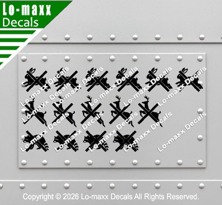 Deer Rabbit Raccoon Kill Markings Die Cut Vinyl Decal Hunting Truck Car Sticker