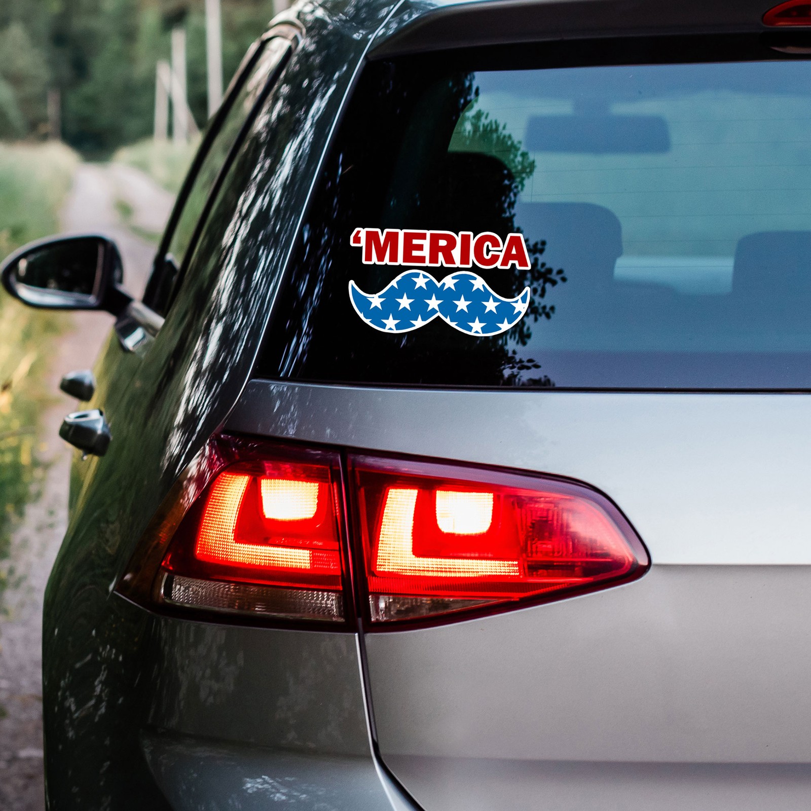 'Merica Moustache Flag – Vinyl Decal Sticker – Car Window Laptop – ebn9951
