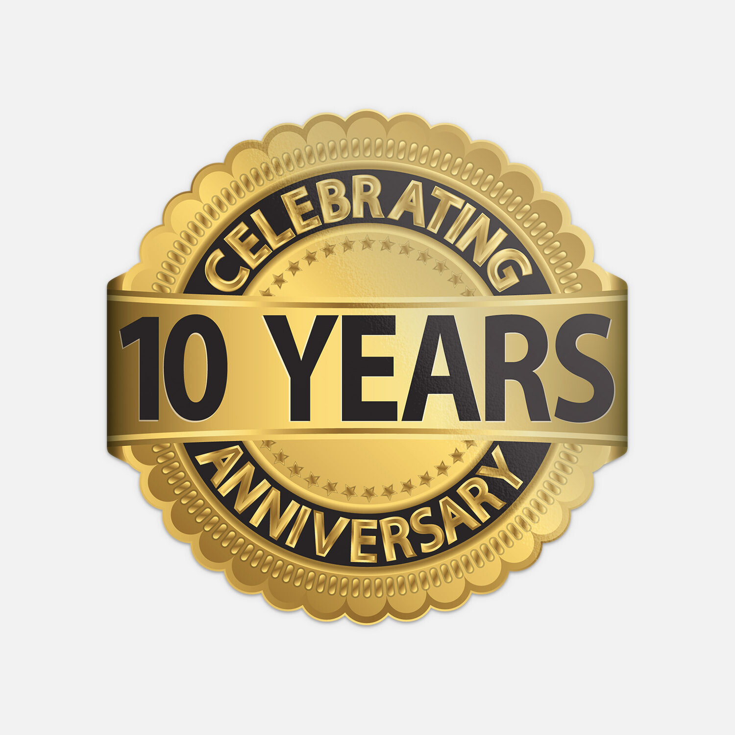 Anniversary 10 Ten Years Golden Label Vinyl Sticker Decal