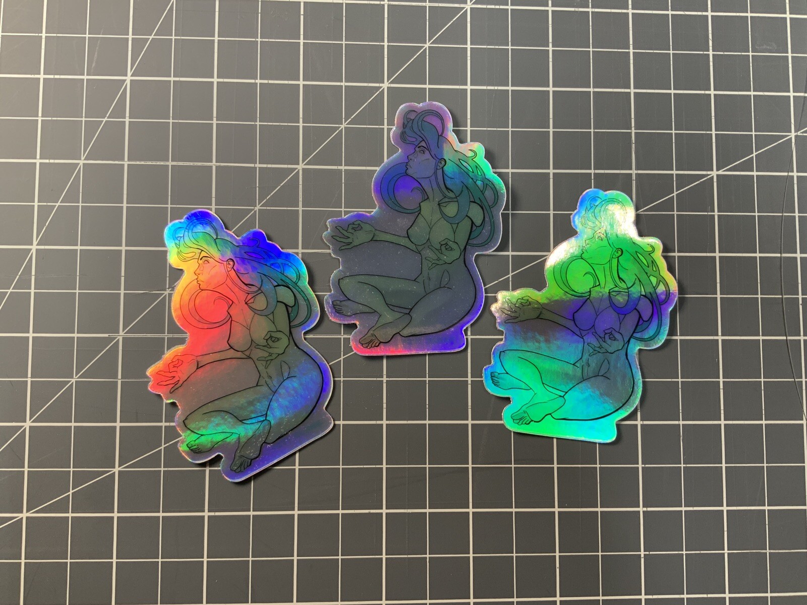 Meditate 3” Holographic￼ Vinyl Sticker Johnny Larson Street Art Mind Zen Spirit
