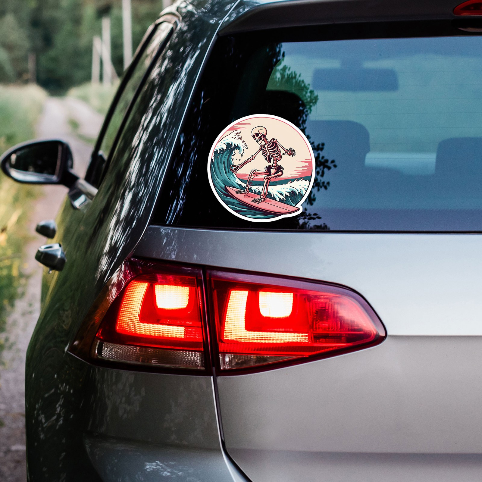 Surfing Skeleton Surf – Vinyl Decal Sticker – Car Window Laptop – ebn9112