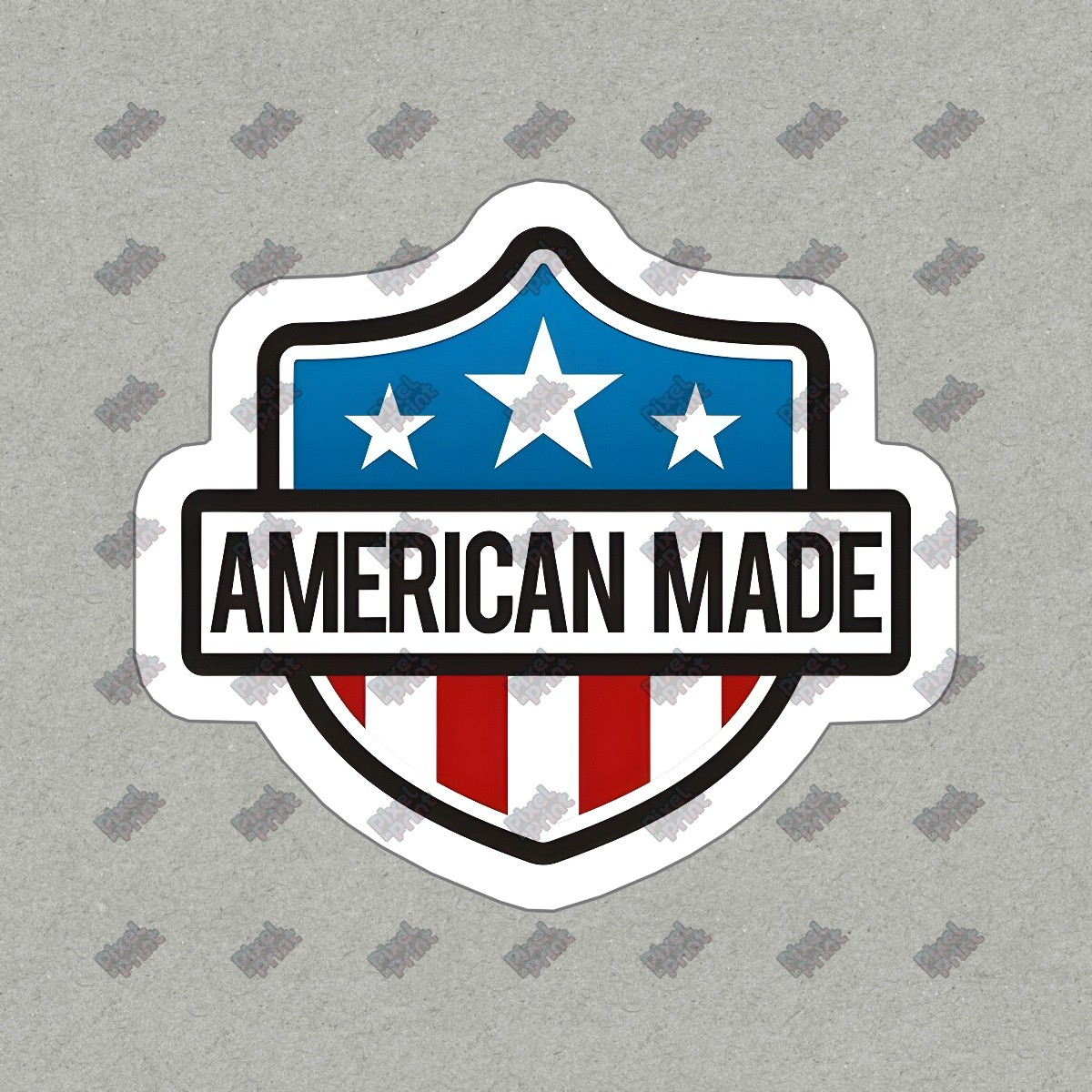 American Made Vinyl Sticker Patriotic Decal USA Flag Shield Design #211650