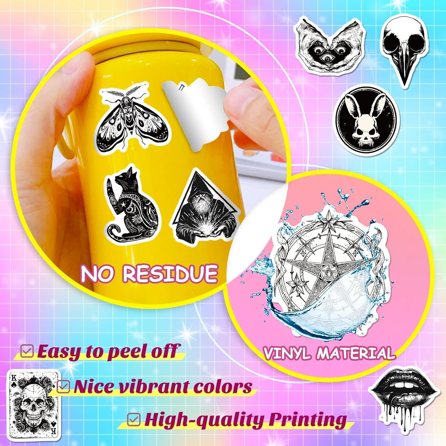 Goth Sticker Lot 100 Stickers Horror Halloween Gothic Black And White Skulls New
