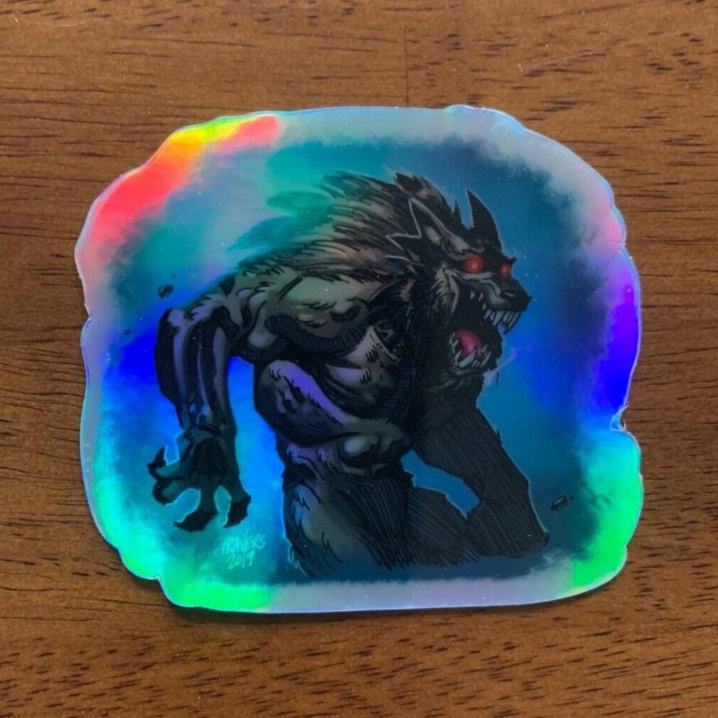 Werewolf Holographic Sticker Halloween Autumn Fall Monster Art Décor
