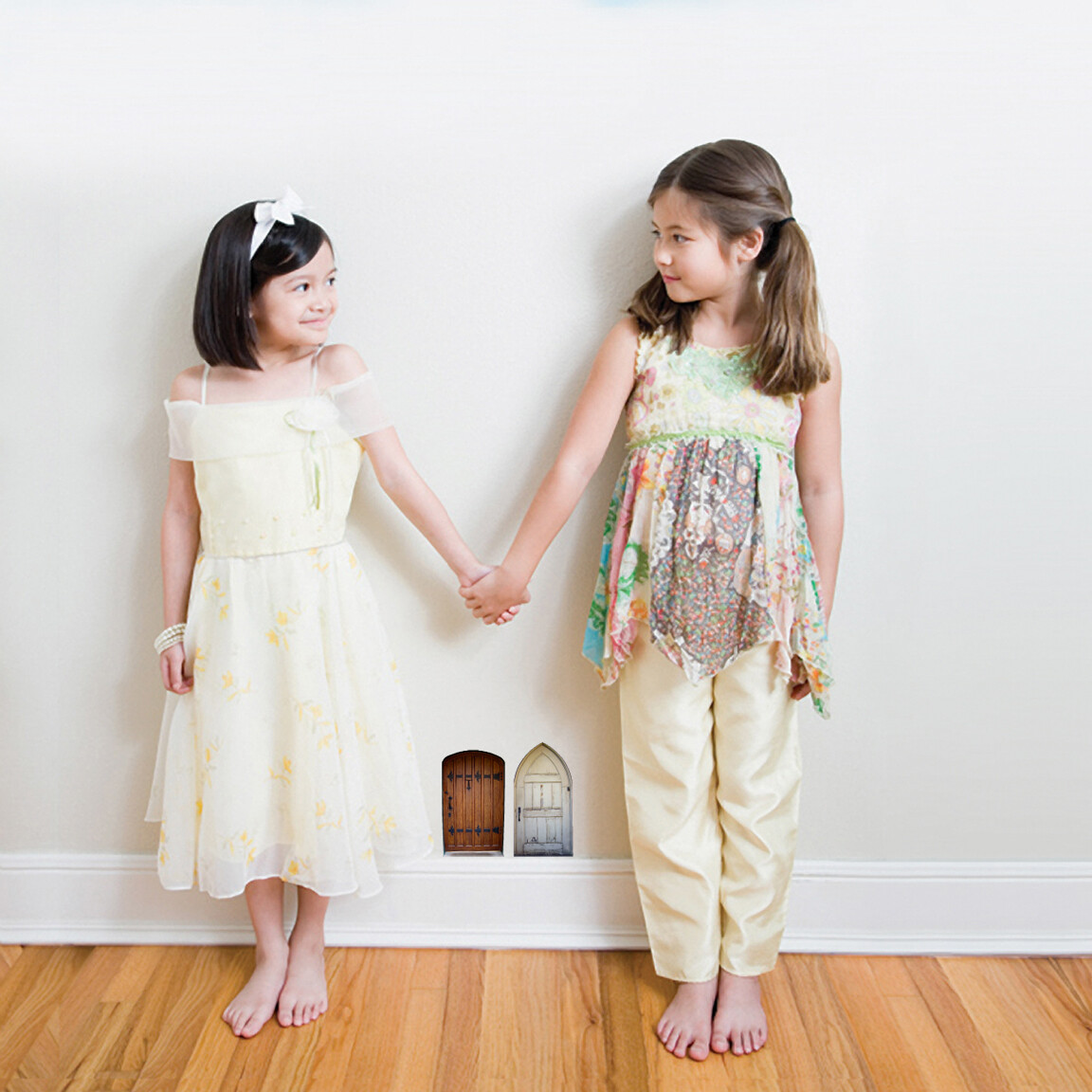 2 Mini Fairy Doors Wall Decals – Each 4" tall x 2.25" wide – Peel and Stick