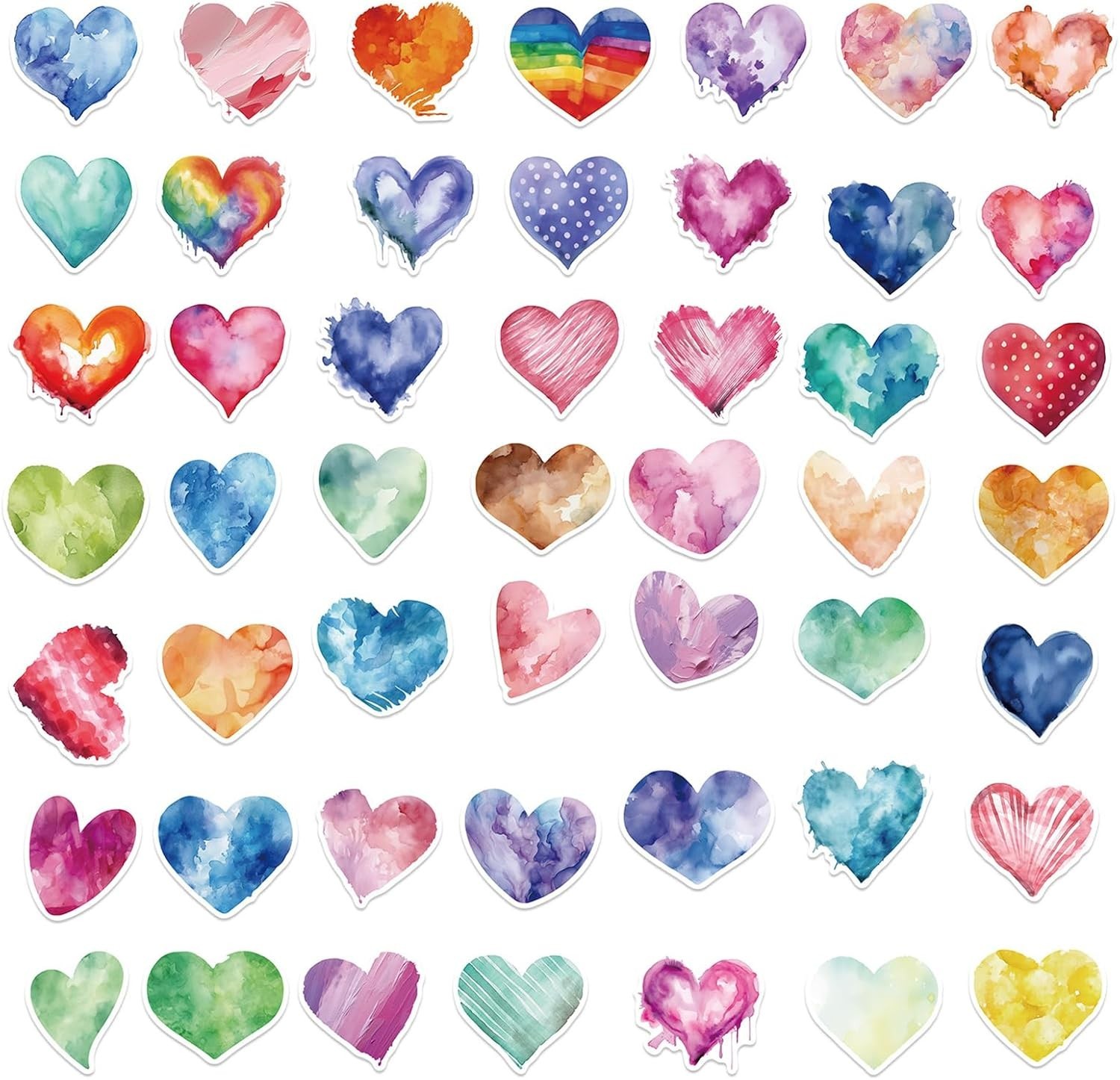 50pcs Love Heart Stickers for Teens Adults Kids Vinyl Waterproof Colorful Hea…
