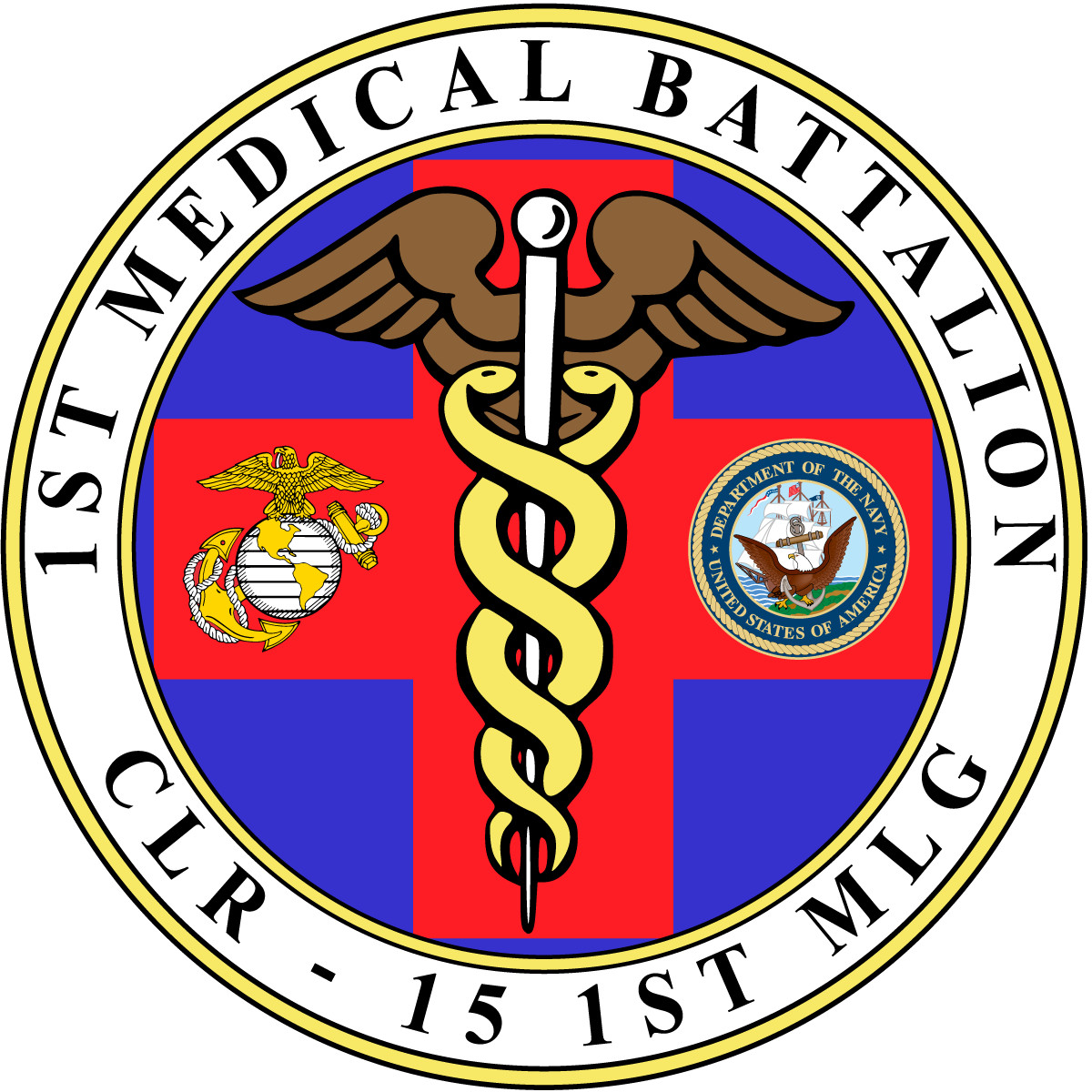 US Marine Corps Badge Sticker 1st Medical Battalion