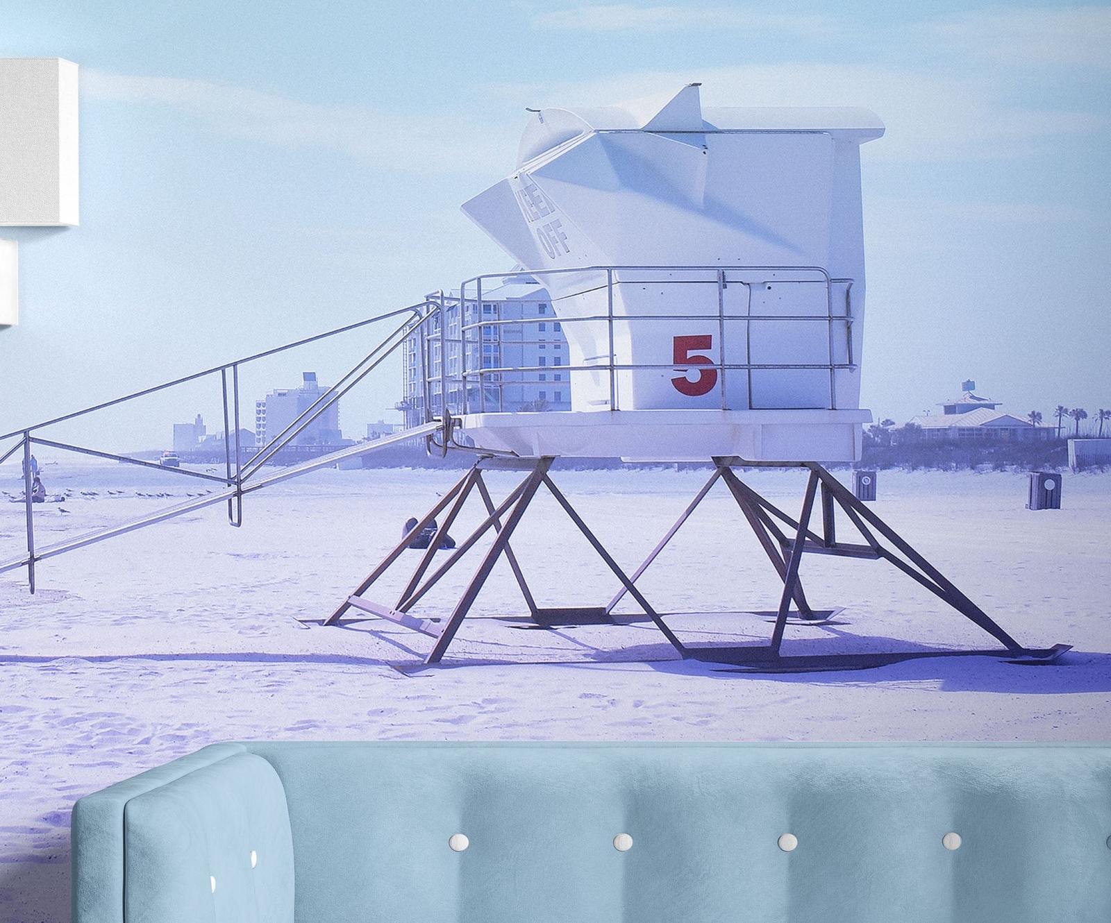 Lifeguard Tower on Pensacola Beach Wall Mural. Pastel Color Theme Peel and Stick