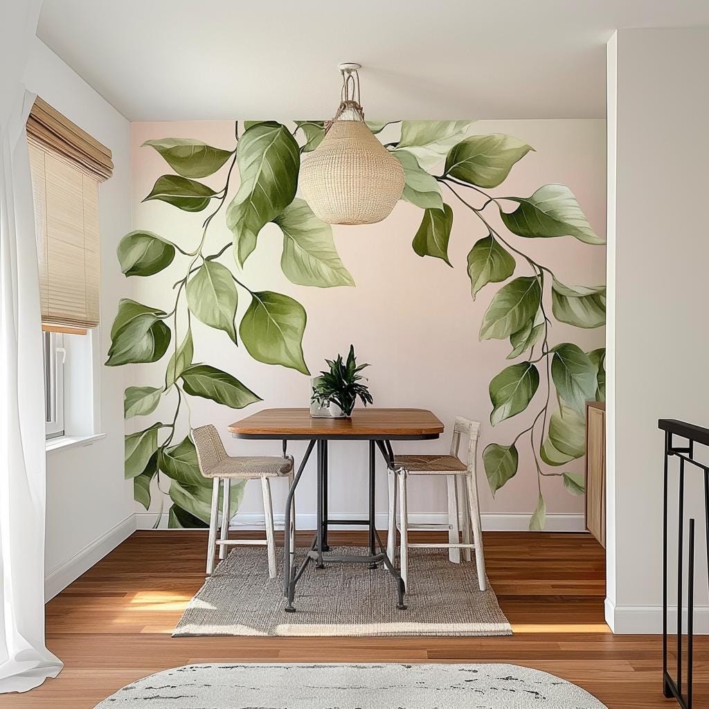 Cascading Leaf Wall Decal Sticker | Large Green Wall Art