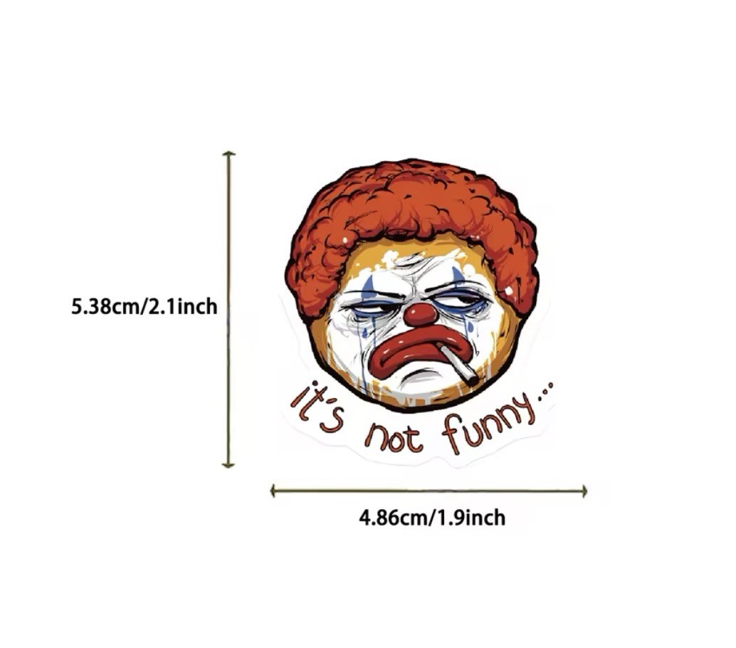 Clown Scary Style Stickers 50pk Mixed Matte Clown Horror Stickers FREE SHIPPING