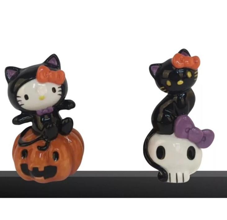 Halloween Blue Sky Clayworks Hello Kitty Cat Costume Salt and Pepper Shakers.