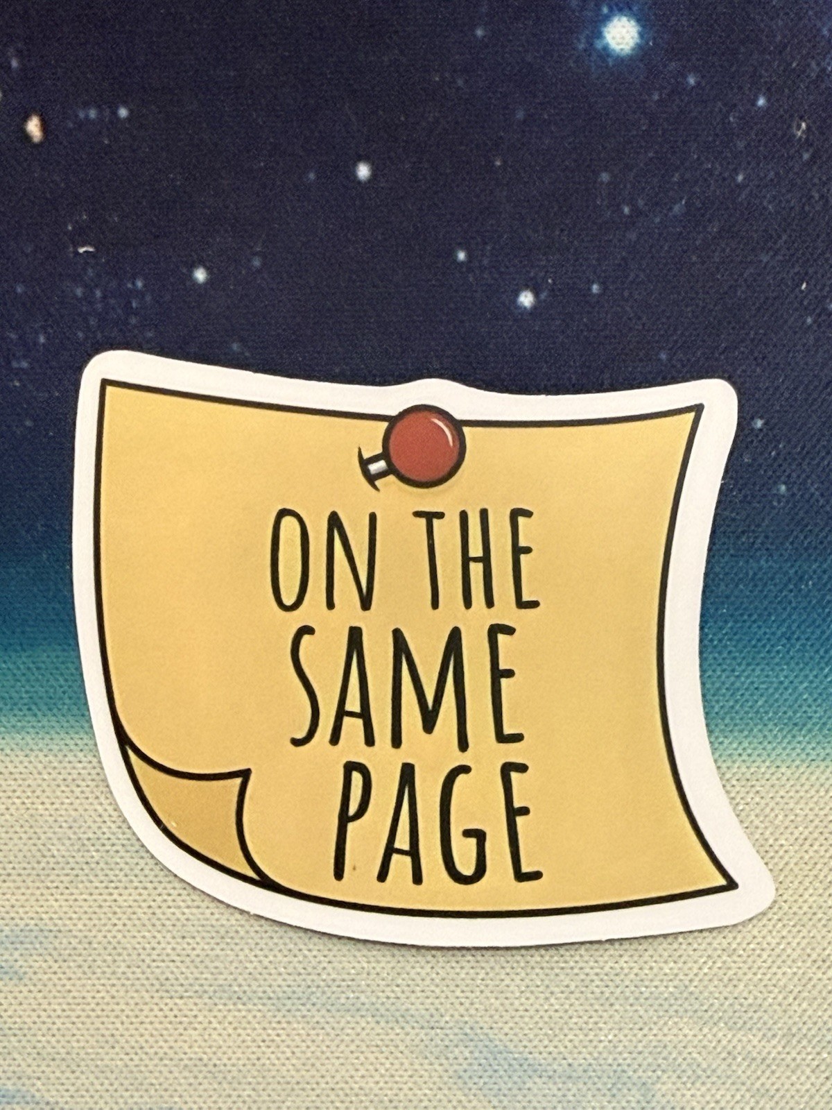 On the Same Page Quote Funny Sticker Decal Yellow Black White Red