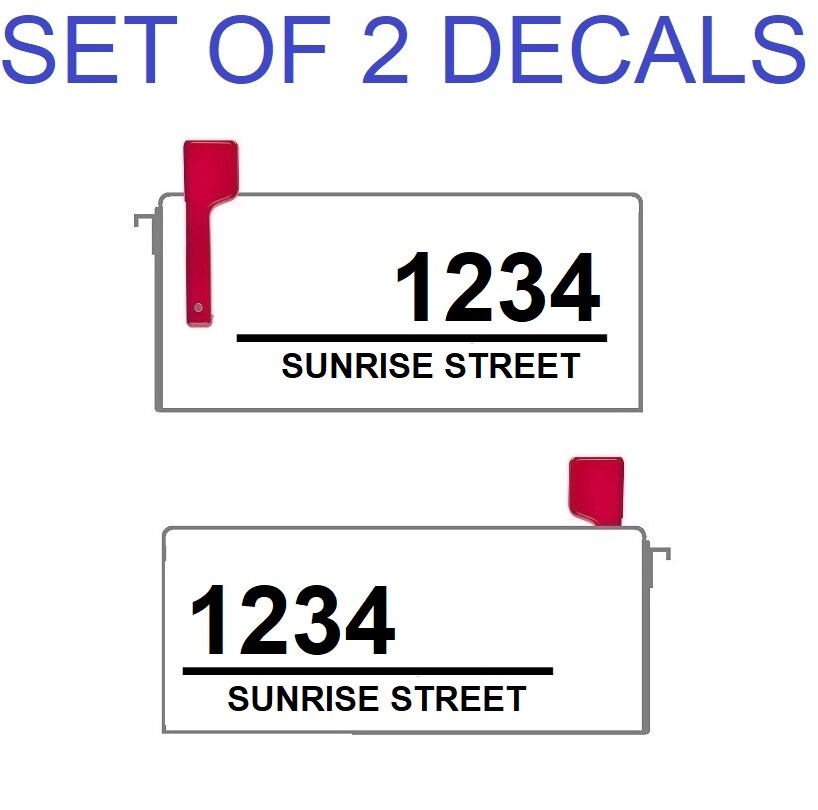 SET OF 2 CUSTOM PERSONALIZED VINYL MAILBOX NUMBERS Street DECAL, (Model 18)