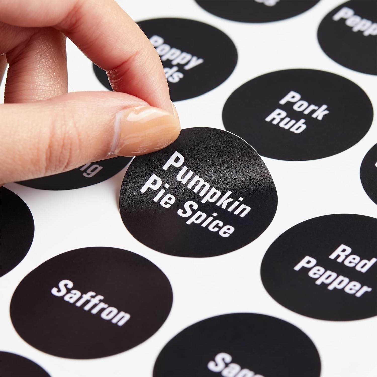 Spice Labels Stickers – 144 Round 1.5-Inch Water-Resistant Vinyl – Preprinted…