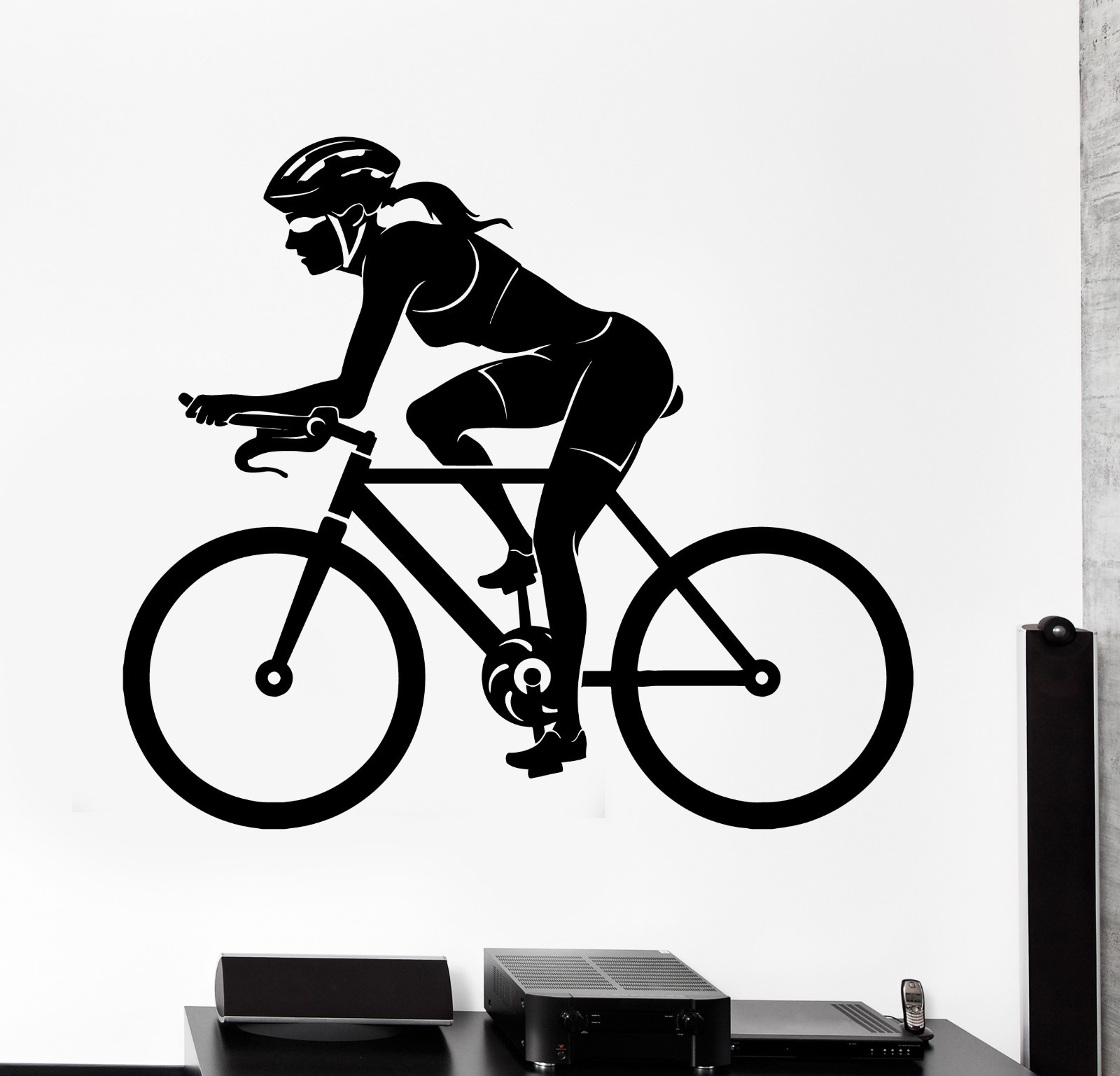 Wall Sticker Sport Bike Bicycle Woman Female Cyclist Vinyl Decal (z3004)