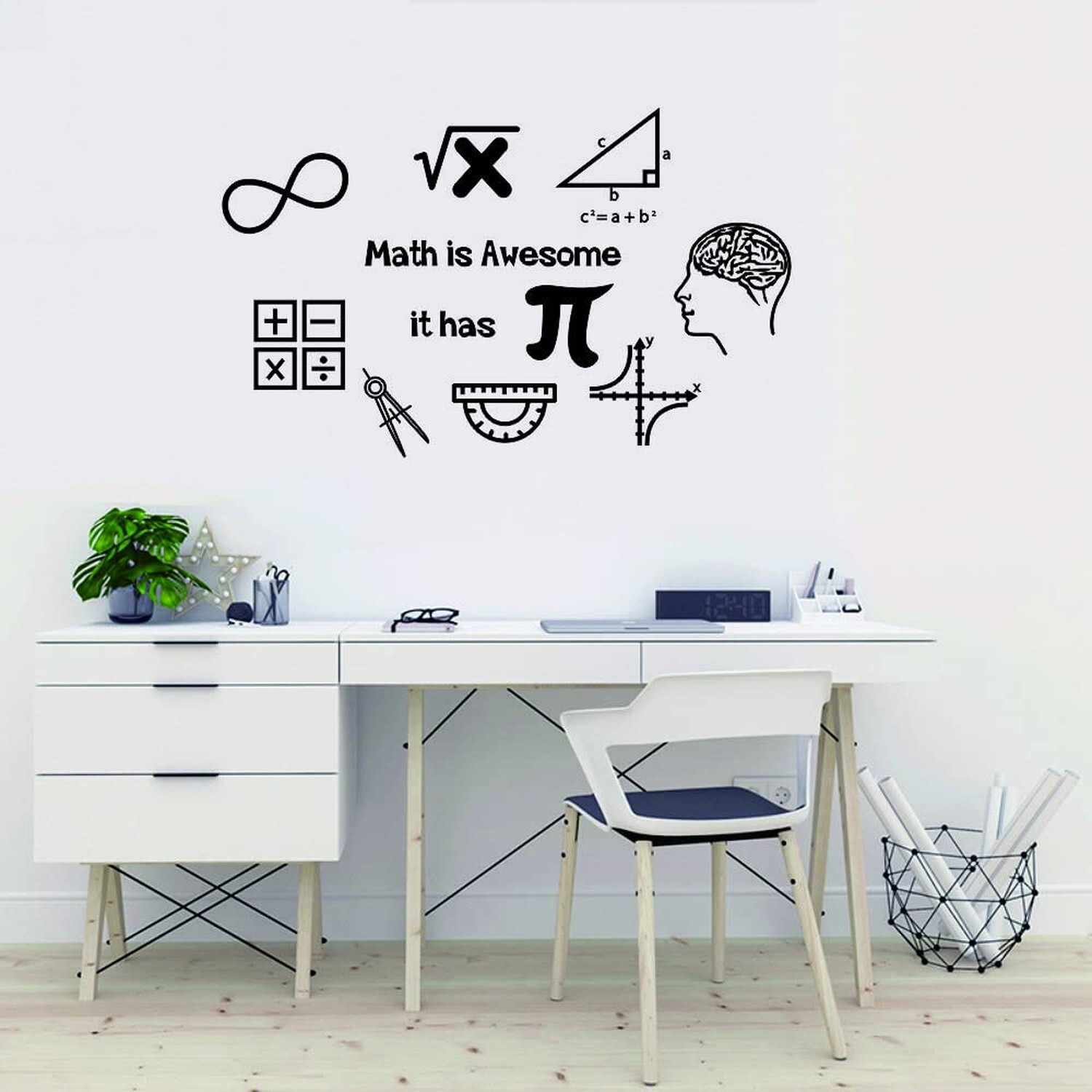 Math Wall Decal Math is Awesome Removable Vinyl Stickers Classroom Students M…
