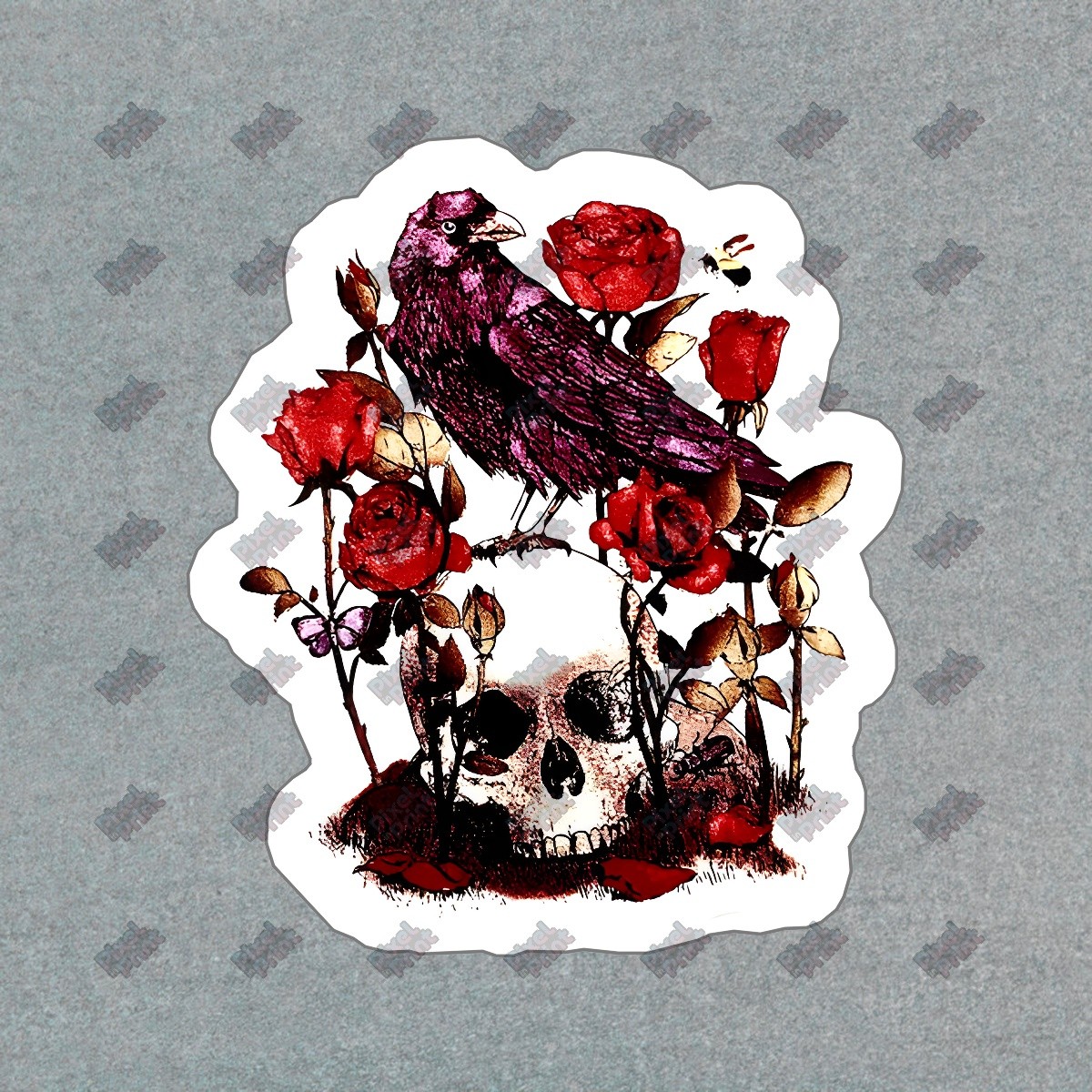 Gothic Raven and Skull Vinyl Sticker Dark Aesthetic Decal for Home #740515
