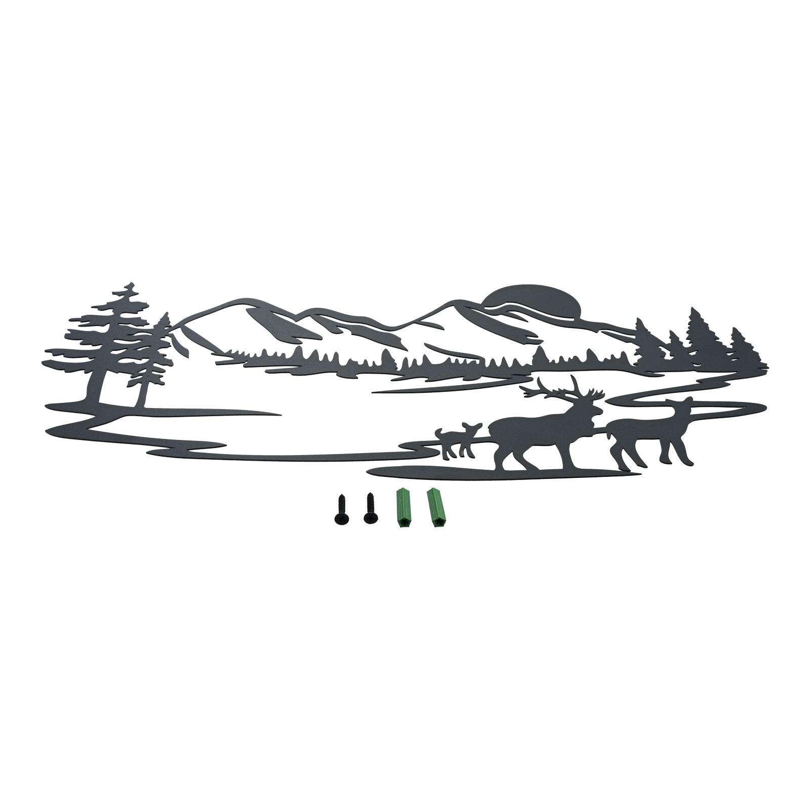 Metal Deer Mountain Sunrise Wall Art Decoration for Living Room Bedroom Kitchen