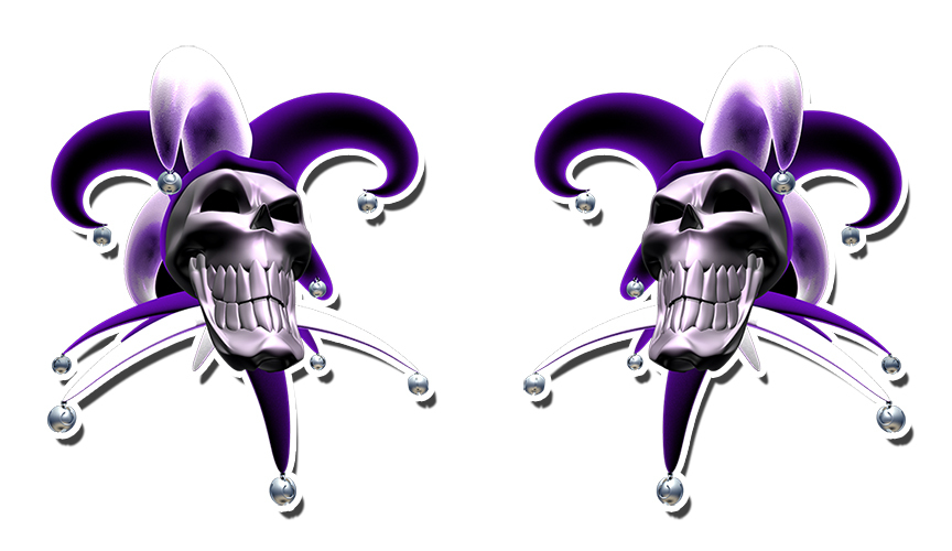 Jester Evil Clowns Sticker Decal Blue Purple Red Yellow Orange Green 5" CLOSED