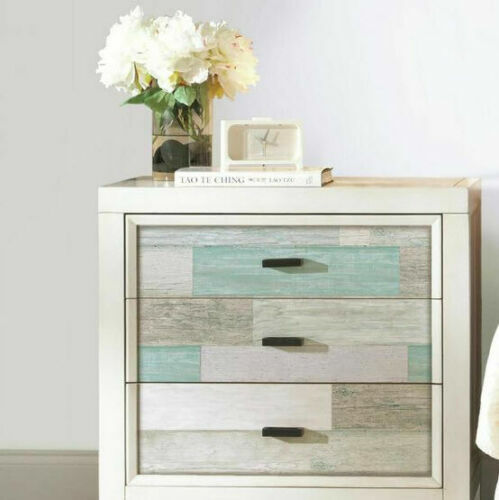 DISTRESSED WOOD look PLANKS peel & stick wall stickers 16 decals barn BLUE decor