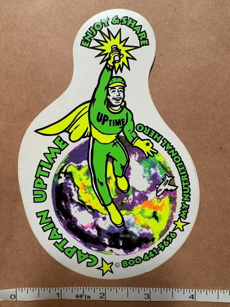 Captain Uptime Energy Drink Sticker 4×6 My Nutritional Hero 90s redbull monster