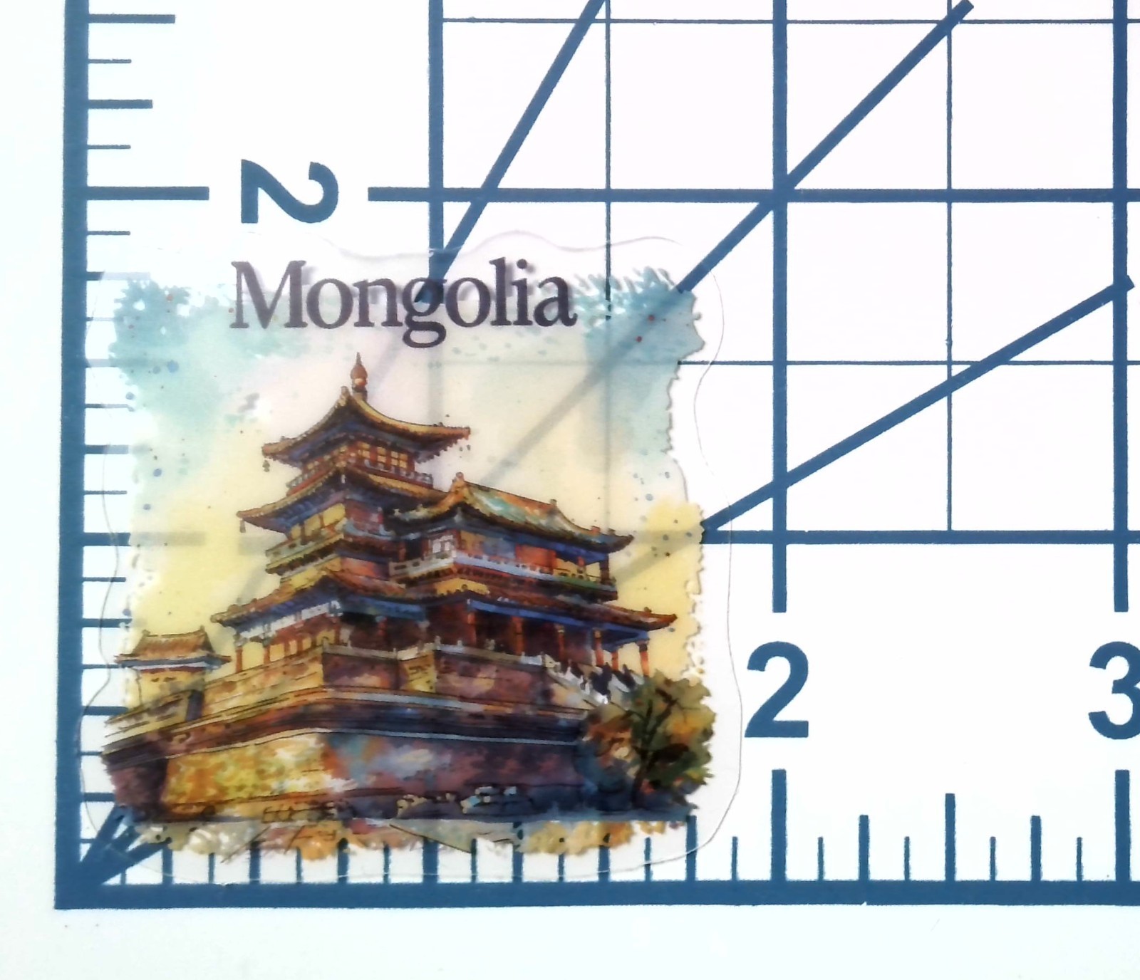 Mongolia Traditional Palace Temple Landmark Die Cut Clear Asian Vinyl Sticker
