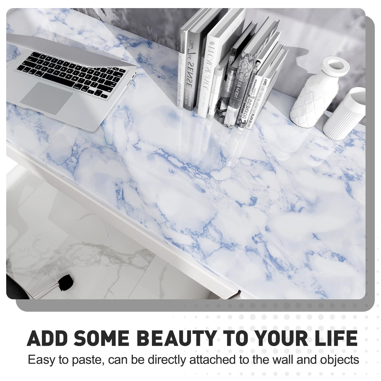 White and Blue Marble Contact Paper Sky Peel and Stick Wallpaper Countertop F…