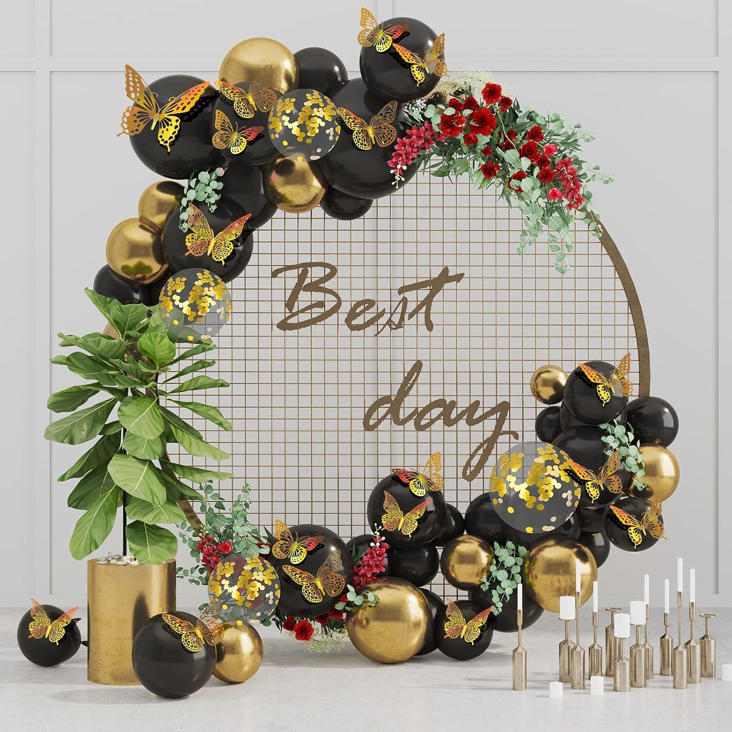Elegant Butterfly Decals – 48 Removable Gold Wall Decorations in Various Styles