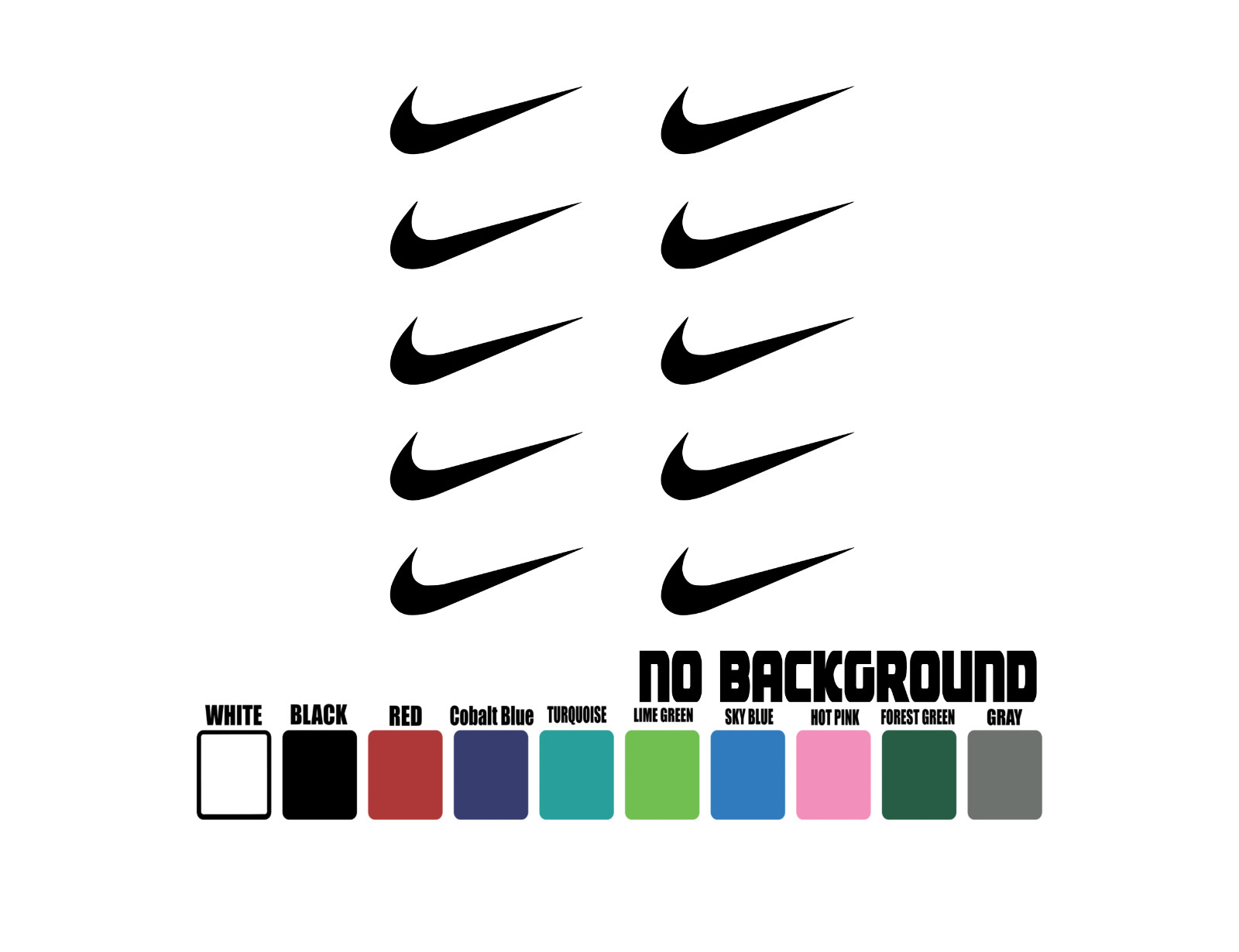 Set of 10 Nike swoosh vinyl decal sticker Car Truck Widow Laptop Tumbler Wall