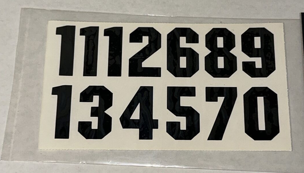 BLACK Pro Guard Number Decals 26 x 1/2" Self Adhesive Hockey Helmet Stickers DIY