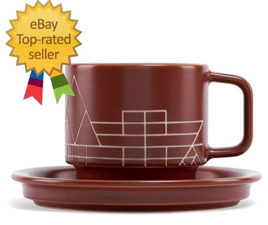 Terra Stoneware Teacup with Saucer, Frank Lloyd Wright, 8 Oz. Stoneware Teacup f