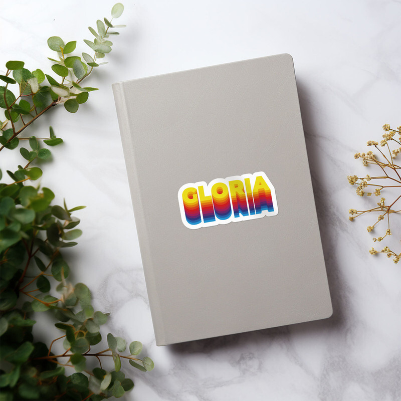 Rainbow Gloria Name – Car Bumper Sticker Vinyl Art Decal