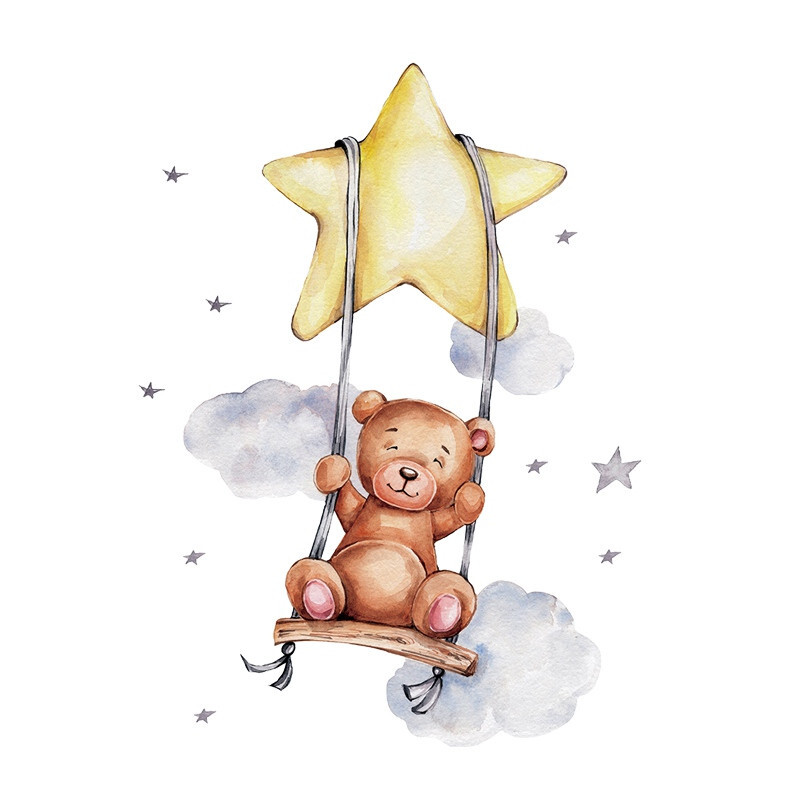 Wall sticker wall sticker bedroom children newborn BEAR ON THE STAR